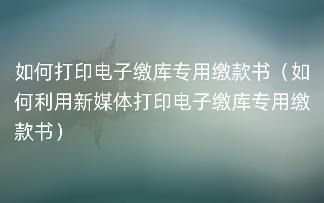 如何打印电子缴库专用缴款书（如何利用新媒体打印电子缴库专用缴款书）