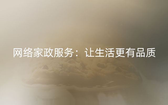 网络家政服务：让生活更有品质