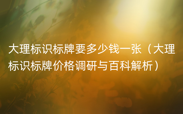 大理标识标牌要多少钱一张（大理标识标牌价格调研与百科解析）