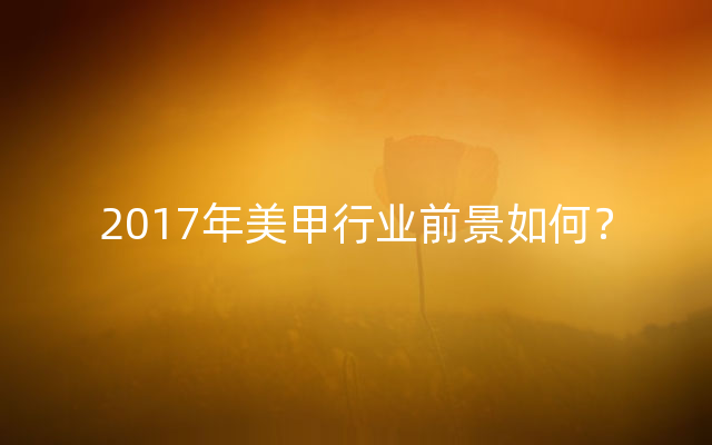 2017年美甲行业前景如何？