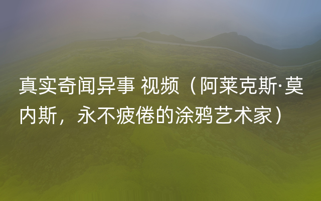 真实奇闻异事 视频（阿莱克斯·莫内斯，永不疲倦的涂鸦艺术家）