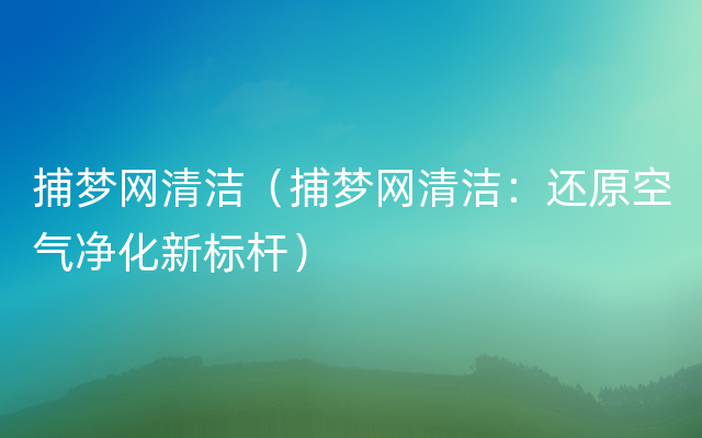 捕梦网清洁（捕梦网清洁：还原空气净化新标杆）