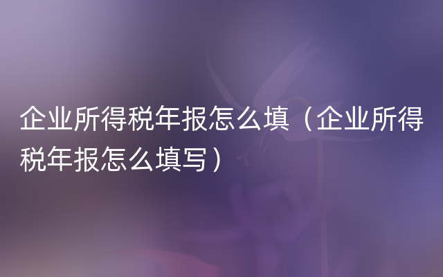 企业所得税年报怎么填（企业所得税年报怎么填写）