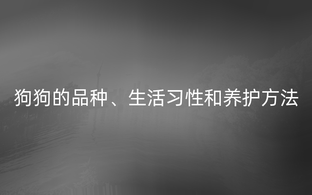 狗狗的品种、生活习性和养护方法