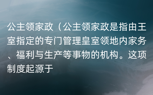 公主领家政（公主领家政是指由王室指定的专门管理皇室领地内家务、福利与生产等事物的