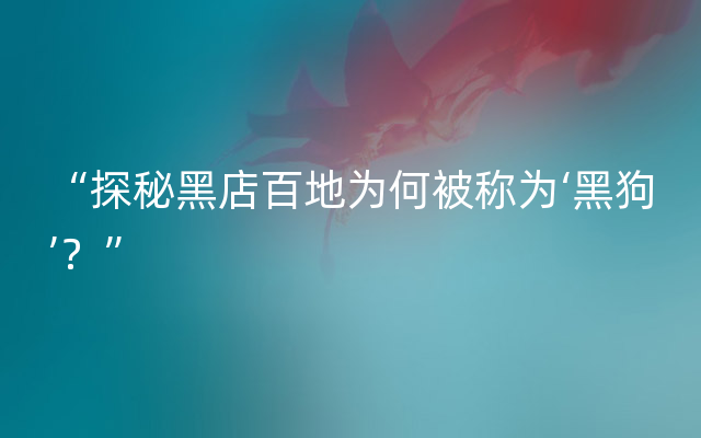 “探秘黑店百地为何被称为‘黑狗’？”