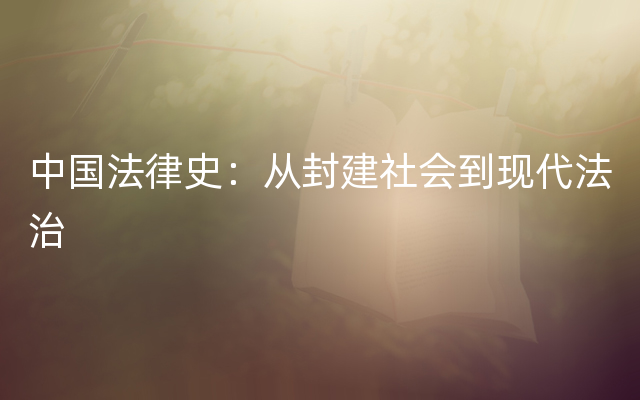 中国法律史：从封建社会到现代法治