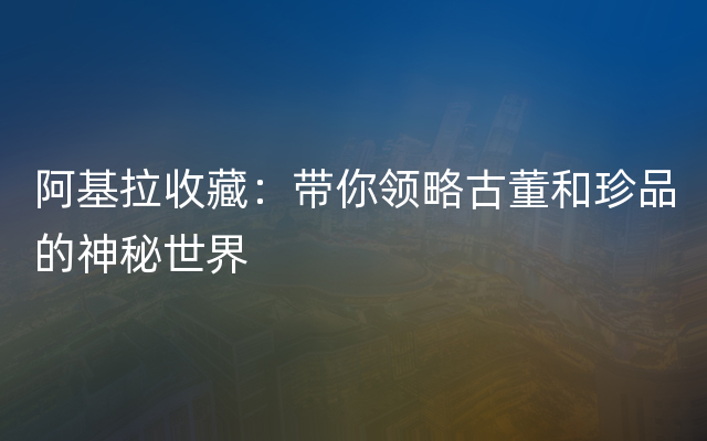 阿基拉收藏：带你领略古董和珍品的神秘世界