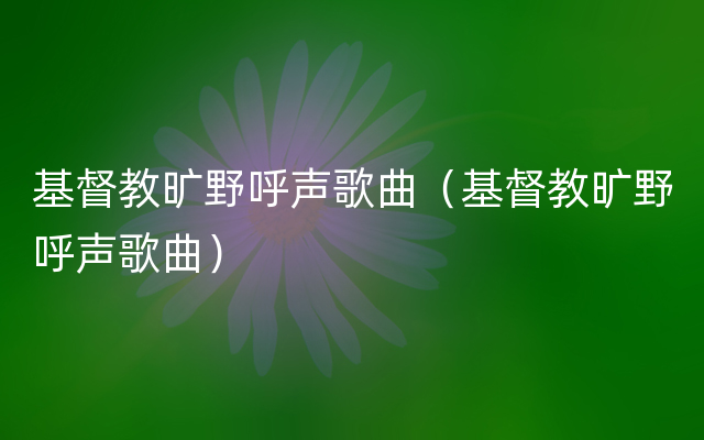 基督教旷野呼声歌曲（基督教旷野呼声歌曲）