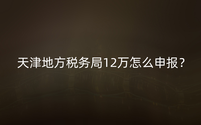 天津地方税务局12万怎么申报？