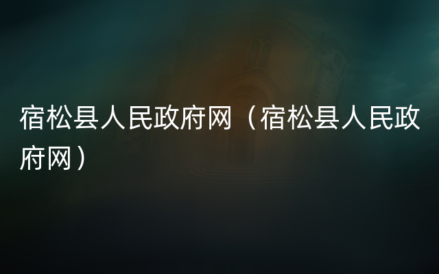 宿松县人民政府网（宿松县人民政府网）