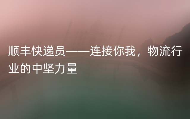 顺丰快递员——连接你我，物流行业的中坚力量