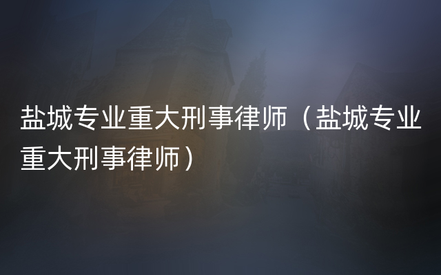 盐城专业重大刑事律师（盐城专业重大刑事律师）