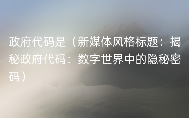 政府代码是（新媒体风格标题：揭秘政府代码：数字世界中的隐秘密码）