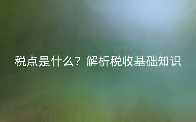 税点是什么？解析税收基础知识