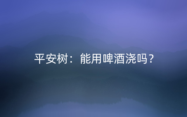 平安树：能用啤酒浇吗？