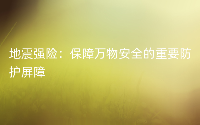 地震强险：保障万物安全的重要防护屏障