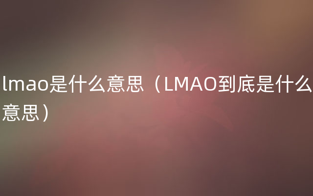 lmao是什么意思（LMAO到底是什么意思）