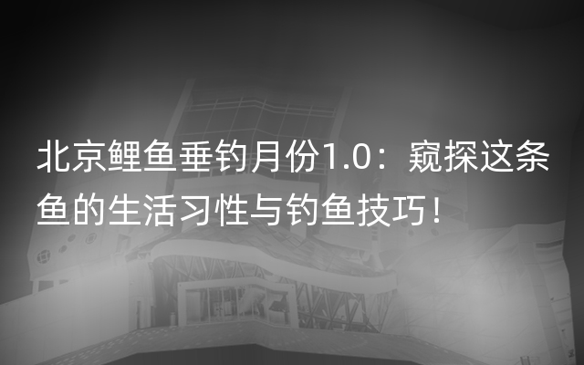 北京鲤鱼垂钓月份1.0：窥探这条鱼的生活习性与钓鱼技巧！