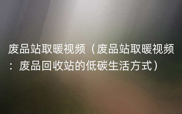 废品站取暖视频（废品站取暖视频：废品回收站的低碳生活方式）