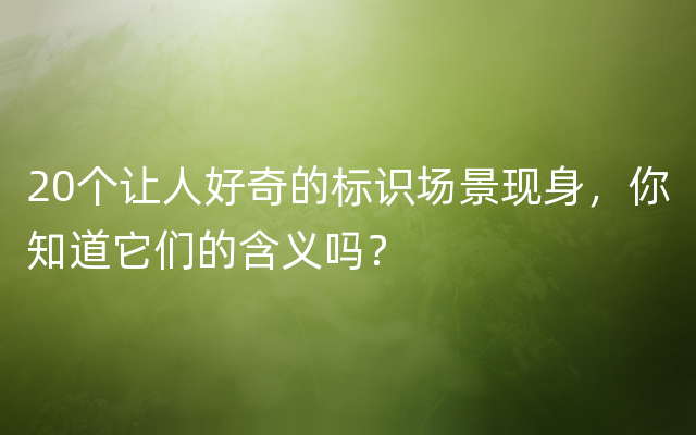 20个让人好奇的标识场景现身，你知道它们的含义吗？