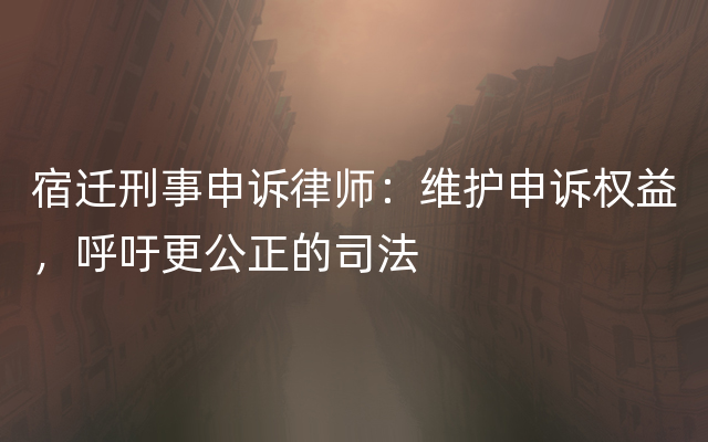 宿迁刑事申诉律师：维护申诉权益，呼吁更公正的司法