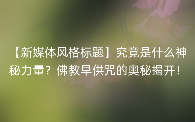 【新媒体风格标题】究竟是什么神秘力量？佛教早供咒的奥秘揭开！