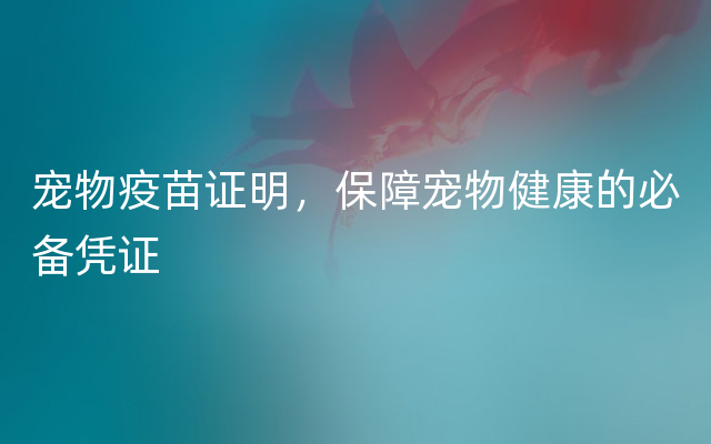 宠物疫苗证明，保障宠物健康的必备凭证