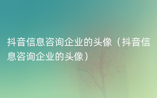 抖音信息咨询企业的头像（抖音信息咨询企业的头像）