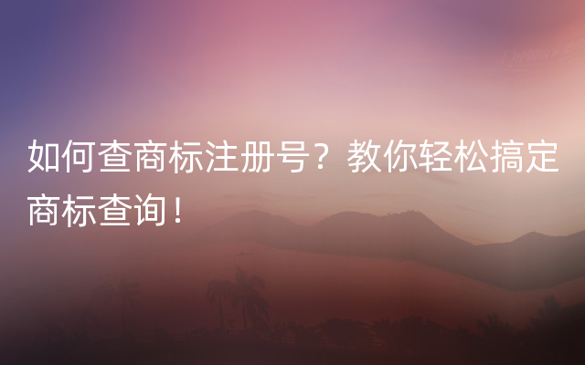 如何查商标注册号？教你轻松搞定商标查询！