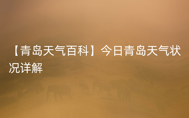 【青岛天气百科】今日青岛天气状况详解