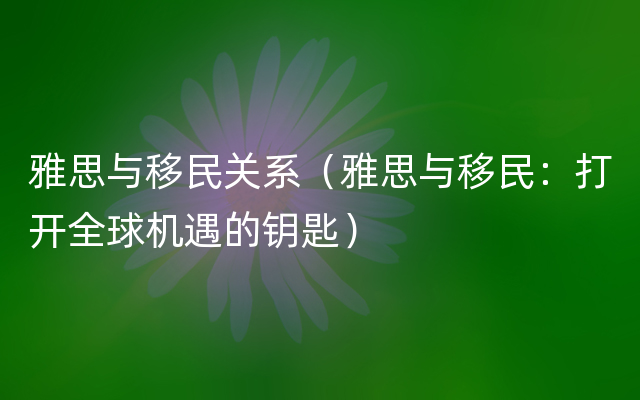 雅思与移民关系（雅思与移民：打开全球机遇的钥匙）