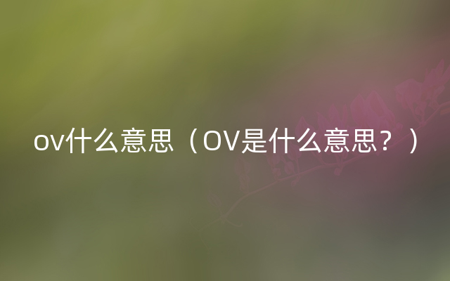 ov什么意思（OV是什么意思？）