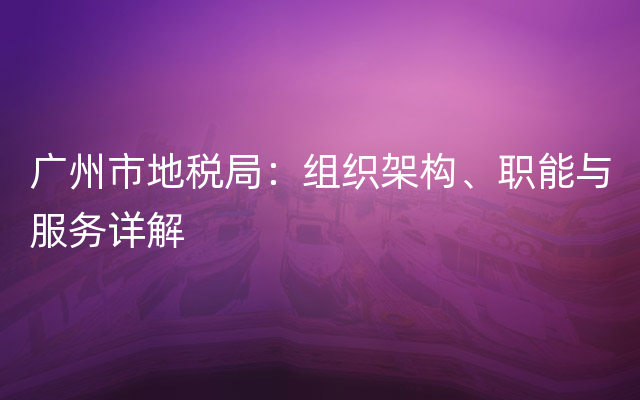 广州市地税局：组织架构、职能与服务详解