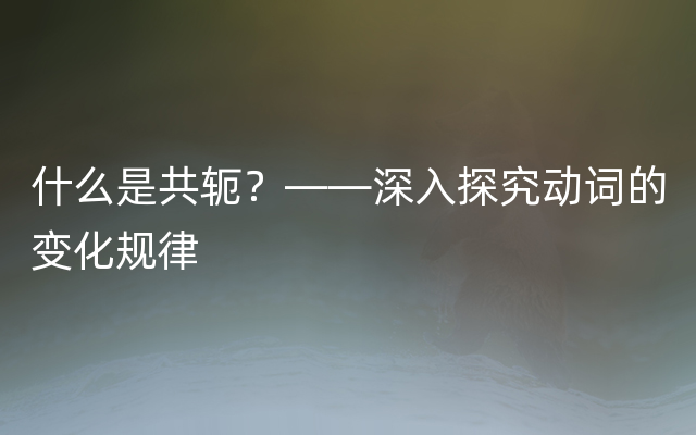 什么是共轭？——深入探究动词的变化规律