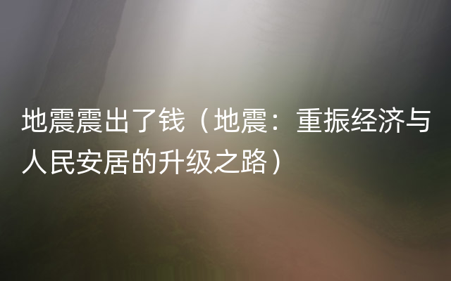 地震震出了钱（地震：重振经济与人民安居的升级之路）