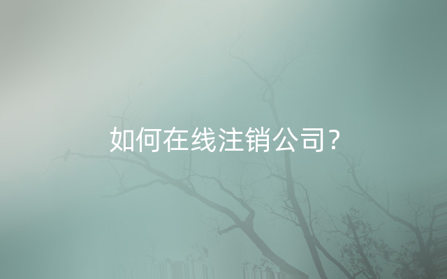 如何在线注销公司？