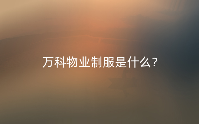 万科物业制服是什么？