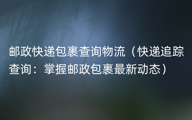 邮政快递包裹查询物流（快递追踪查询：掌握邮政包裹最新动态）