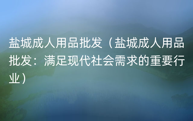 盐城成人用品批发（盐城成人用品批发：满足现代社会需求的重要行业）