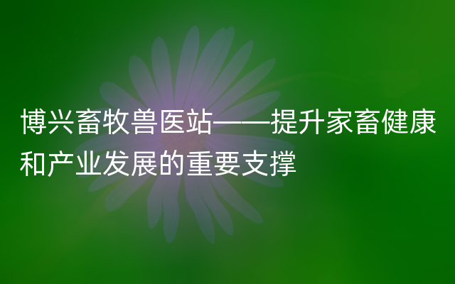 博兴畜牧兽医站——提升家畜健康和产业发展的重要