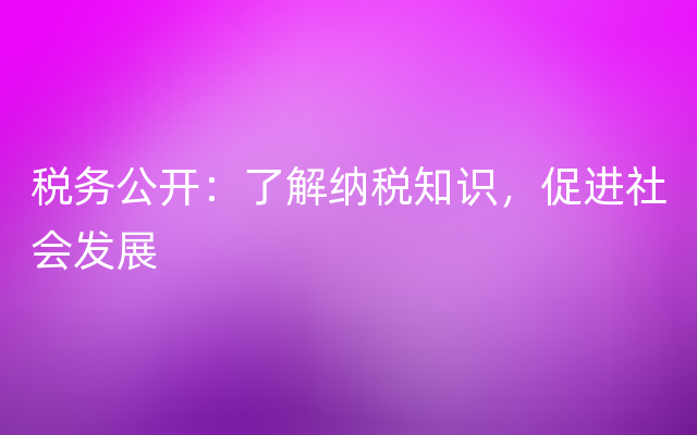 税务公开：了解纳税知识，促进社会发展