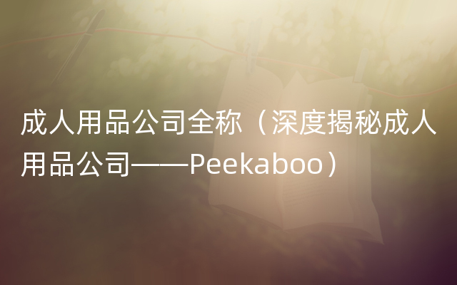 成人用品公司全称（深度揭秘成人用品公司——Peek