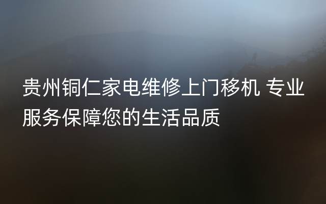 贵州铜仁家电维修上门移机 专业服务保障您的生活品质