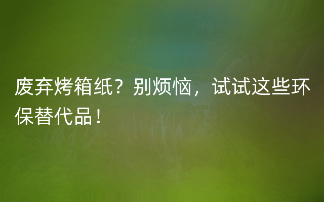 废弃烤箱纸？别烦恼，试试这些环保替代品！