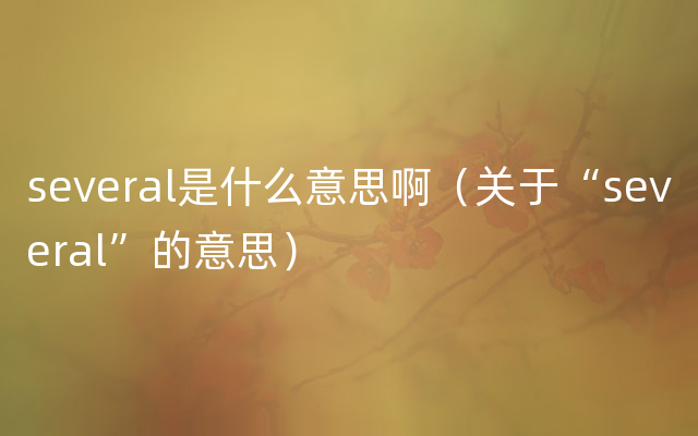 several是什么意思啊（关于“several”的意思）