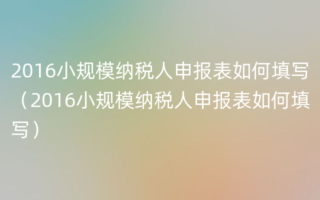 2016小规模纳税人申报表如何填写（2016小规模纳税人申报表如何填写）