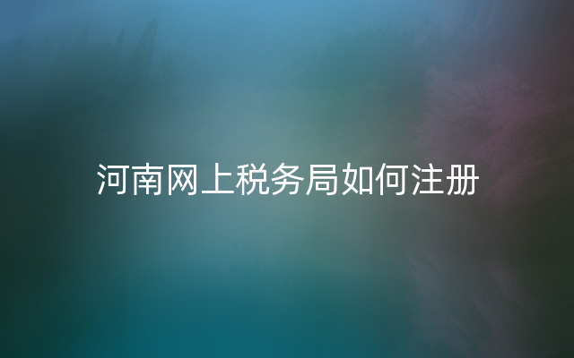 河南网上税务局如何注册