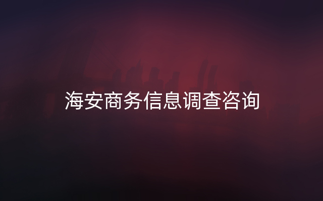 海安商务信息调查咨询