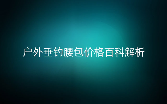 户外垂钓腰包价格百科解析